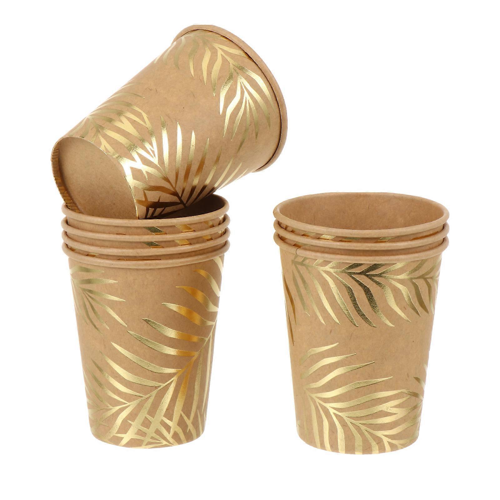 Brown Paper Cups 8 Pcs For Parties Featuring Durable Cold Drinks Storage