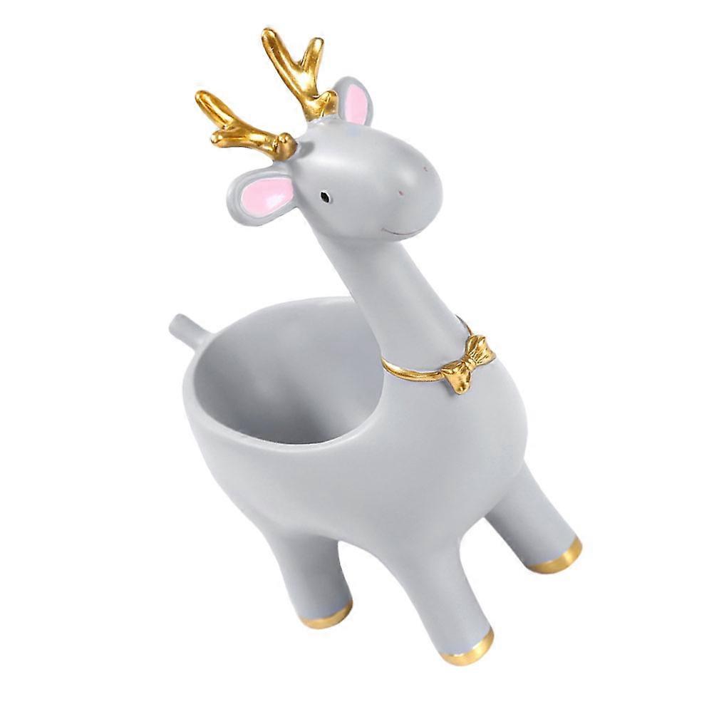 Grey Resin Deer Storage Box for Keys & Jewelry – Stylish Desktop Decor & Home Organization Accessory