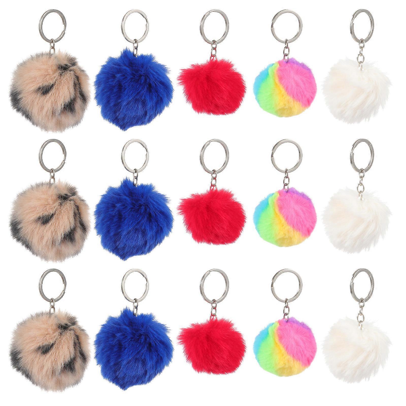 Assorted Color Faux Rabbit Balls Keychain Pendants for Bag Decoration 50Pcs Synthetic Material