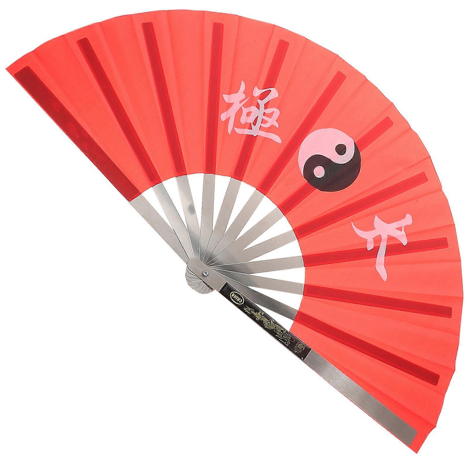 Red Tai Chi Fan for Performance Compact Foldable Handheld Fan Suitable for Dance and Martial Arts