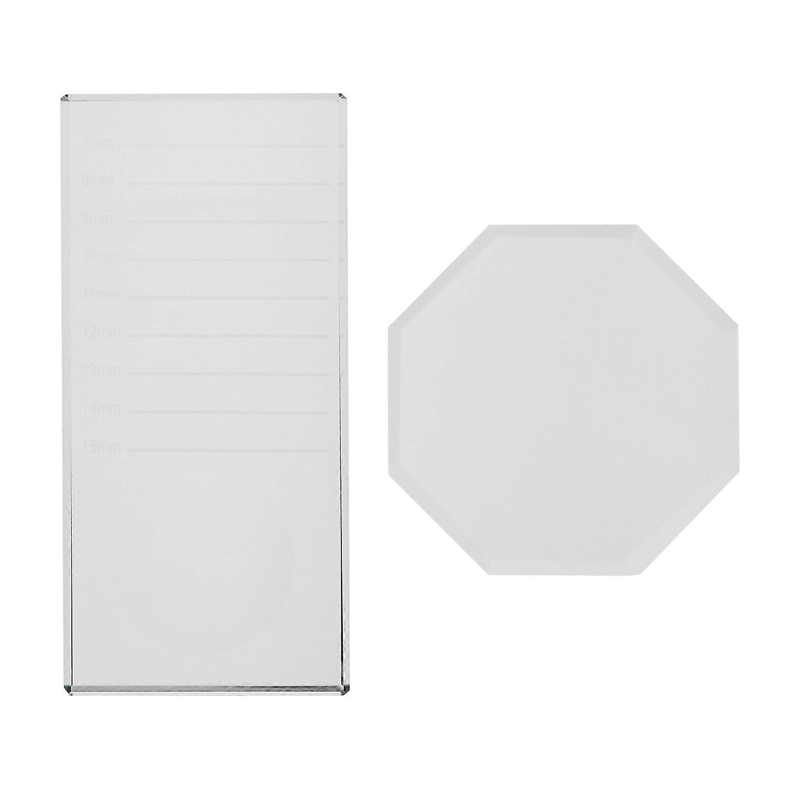 Reusable Glass Eyelash Extension Pads, Octagonal Long Holders for Lash Extensions – Transparent Eyelash Accessories for Professional & Personal Use