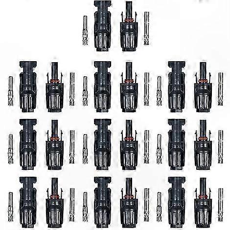 Solar Panel Cable Connectors for PV Systems, Male/Female, 10 Pairs, Keyless Design