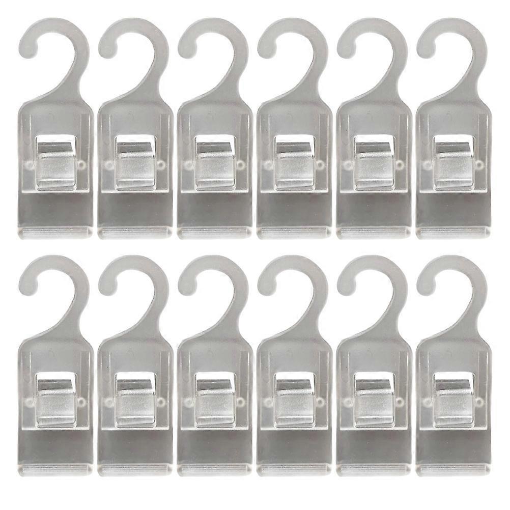 12 Pcs Strong Grip Plastic Laundry Clips for Clothes Hangers, Space Saving Design, Ideal for Bathroom, Beach Towels, Home and Office Use