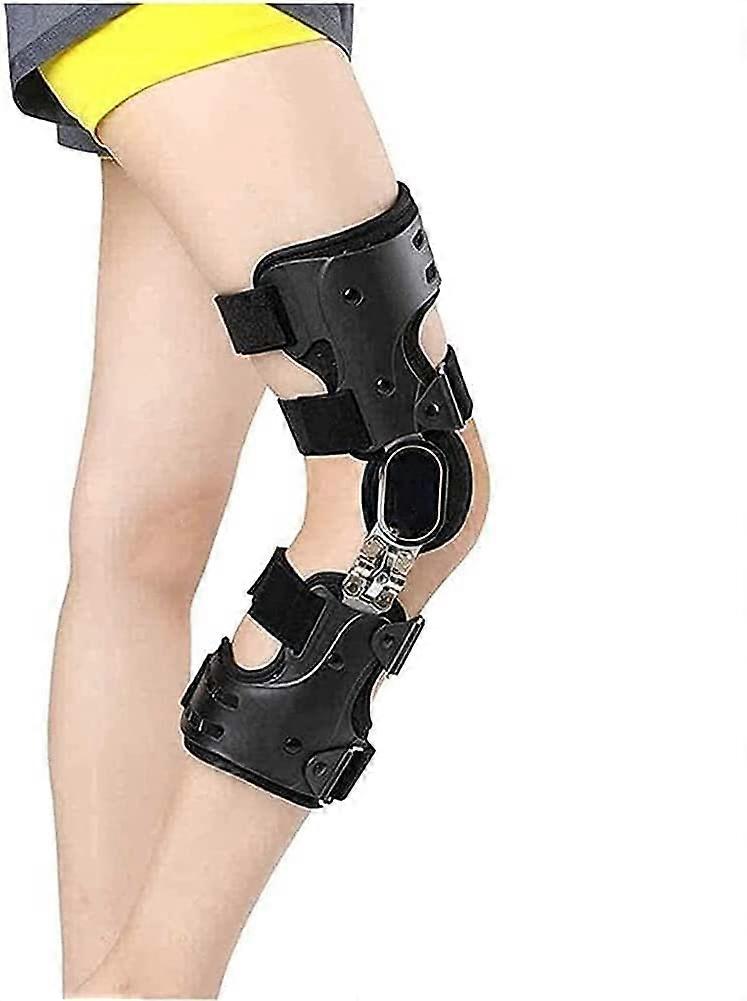 Adjustable knee brace with hinge, leg stabilizer for ACL, PCL, MCL or LCL, breathable orthopedic brace (Höger A).