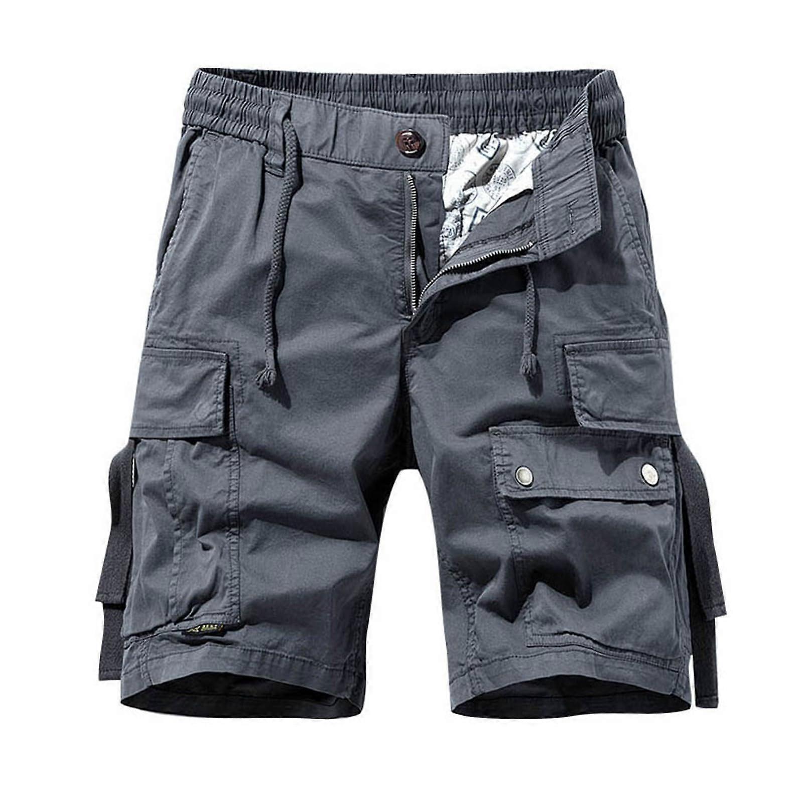 Men's Cargo Shorts Cotton Shorts with Multiple Pockets Gray 29