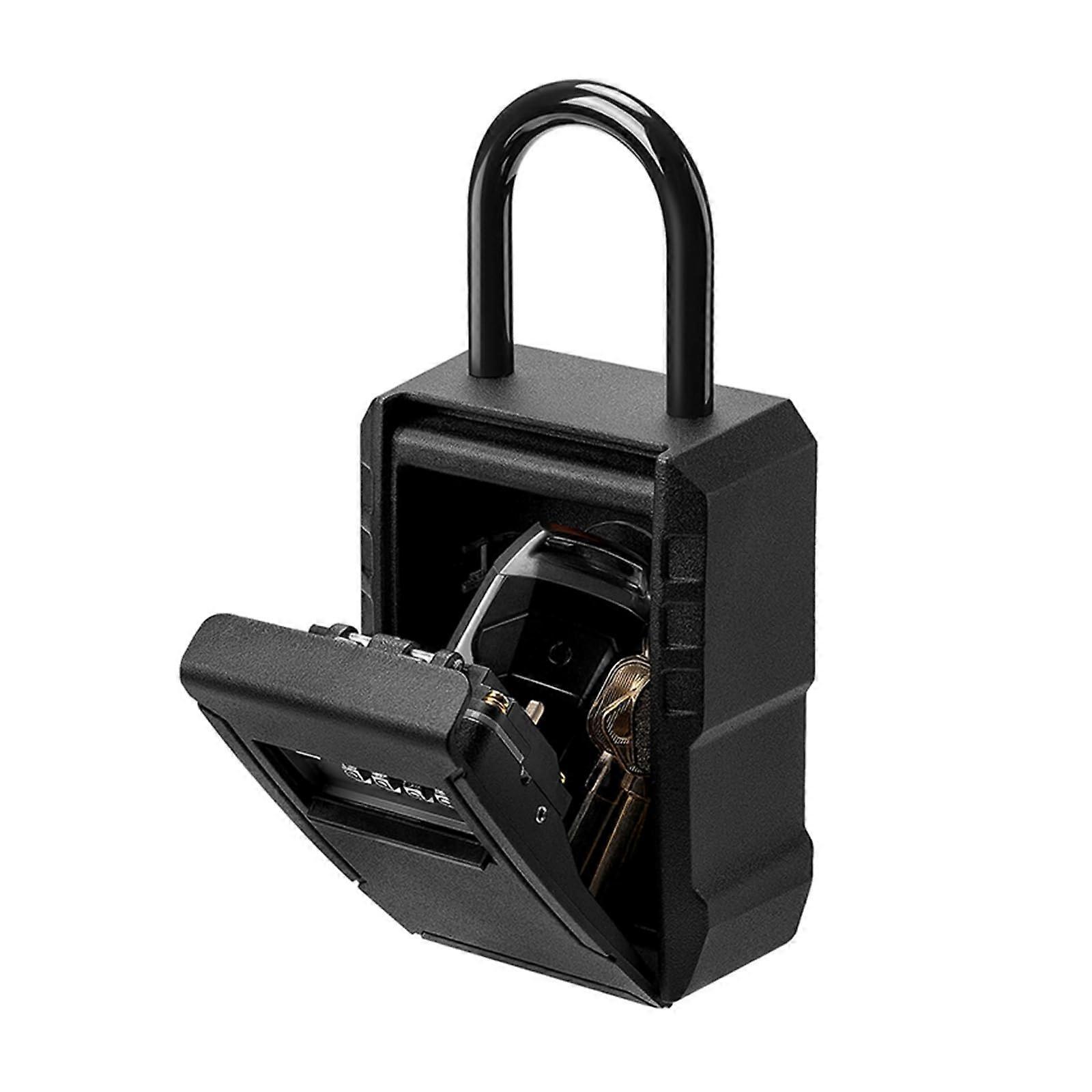 Small Safe Key Storage Organizer, 4-Digit Combination Code Lock, Wall-Mountable Black Security Box