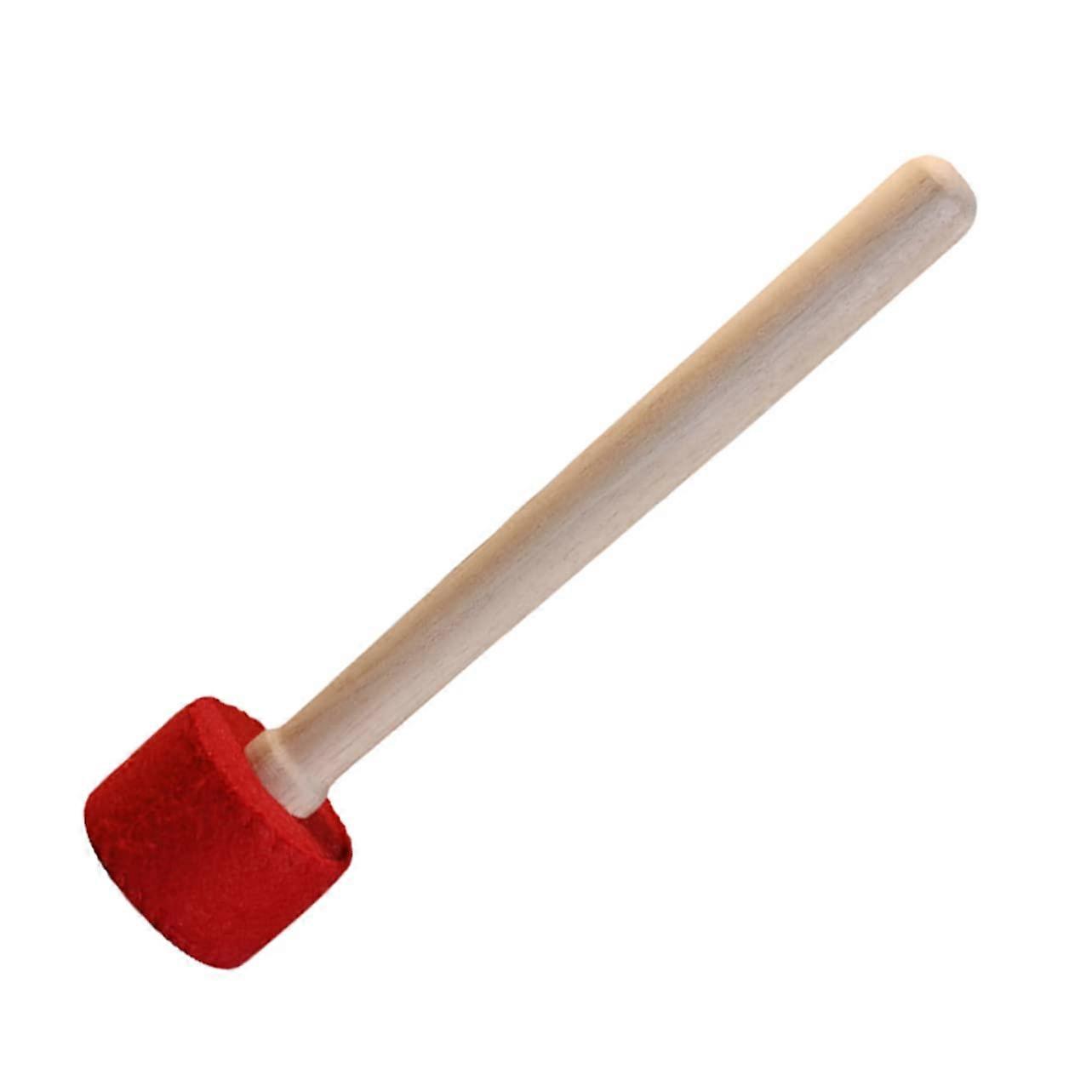 Bowl Hammer - Singing Bowl Mallet With Rawhide Tip, Gong Rhythm Percussion Tool, Red Wooden Handle, 6x6x29CM