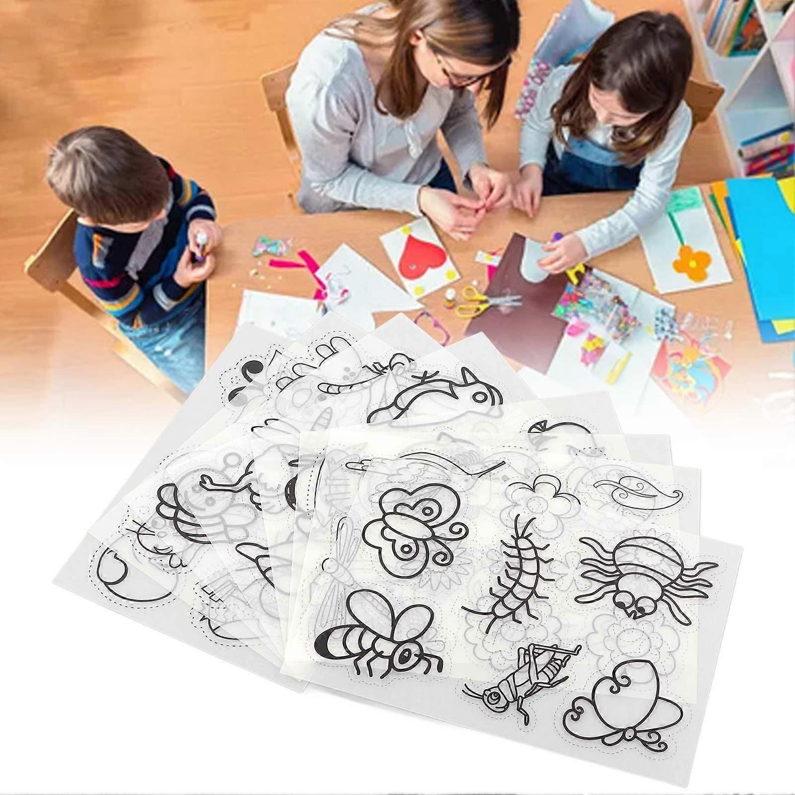 Heat Shrink Sheets 8 Pcs Hand Painted DIY Printing with Pattern Filling for Kids Craft School Project DIY OrnamentsBird Series JS 83 
