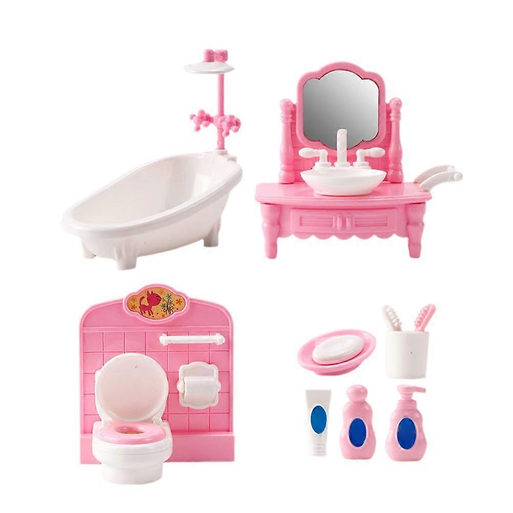 Vaaleanpunainen lasten leikkikeittiösetti realistinen simulaatiokotitalouslelu tytöille ja pojille