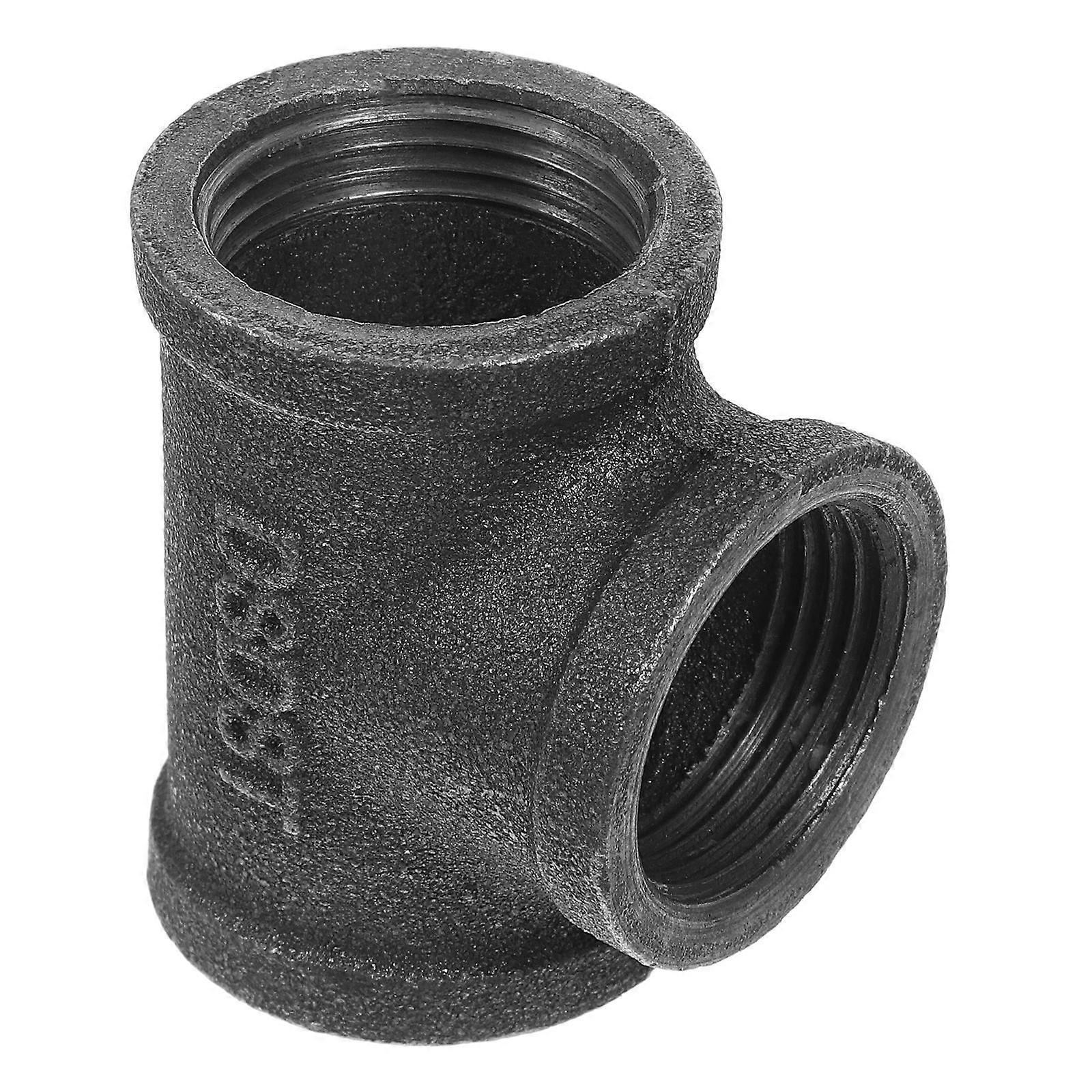 Industrial Style Corner Fitting Tee Connector 3-Way Black Pipe Fitting Made From Cast Iron For Business Use 3Pcs
