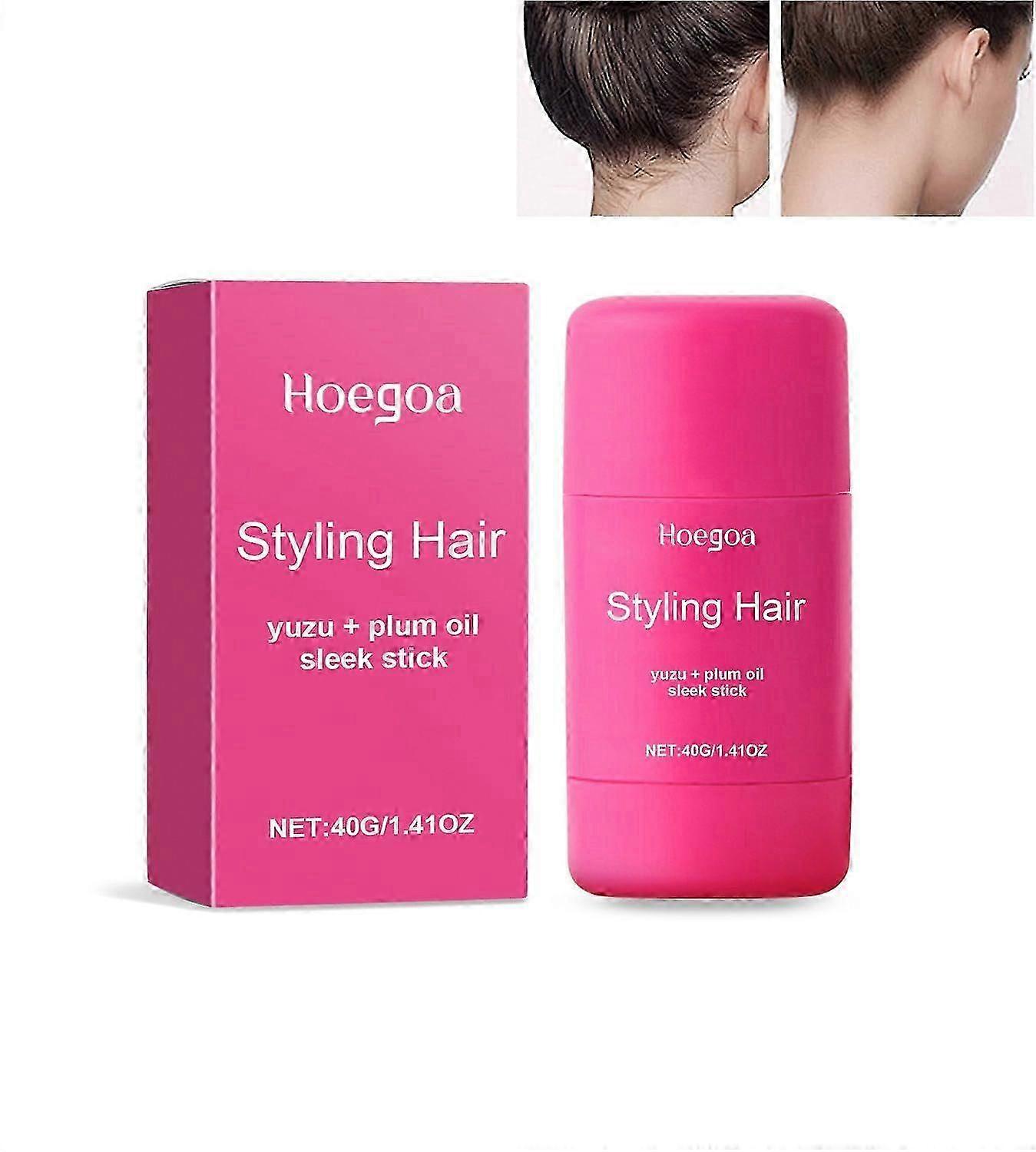 2025 Yuzu and Plum Oil Hair Styling Sleek Stick, Vegan Wax Hair Stick, Hair Styling Wax for Hair Edge Frizz Control, Non-Greasy, 40g for All Hair Type