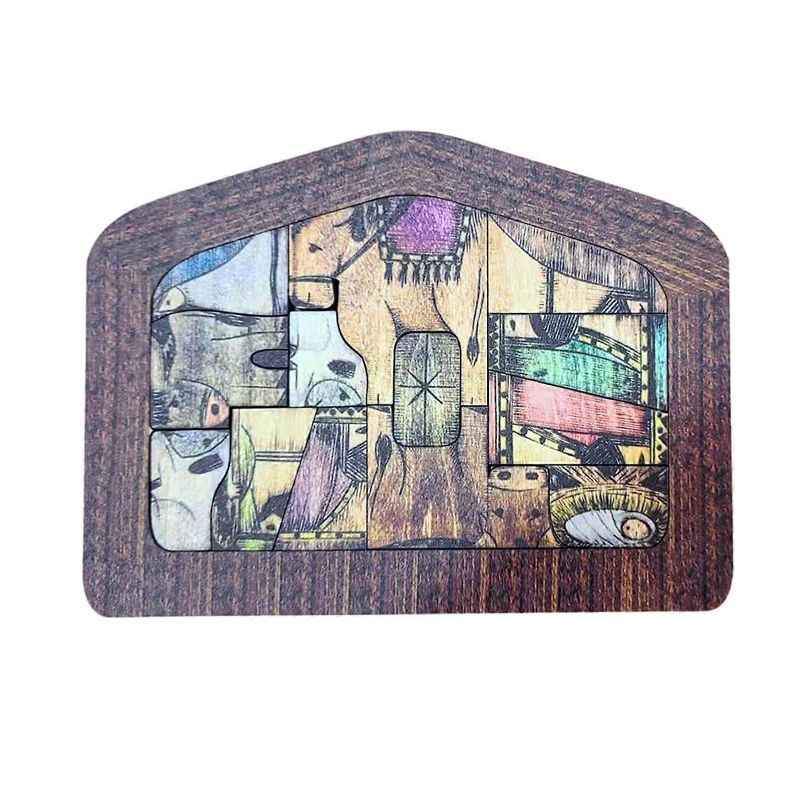 Intricately Carved Nativity Puzzle Boxwood Display for Religious Home Decor and Collector's Item, 12-Inch Size