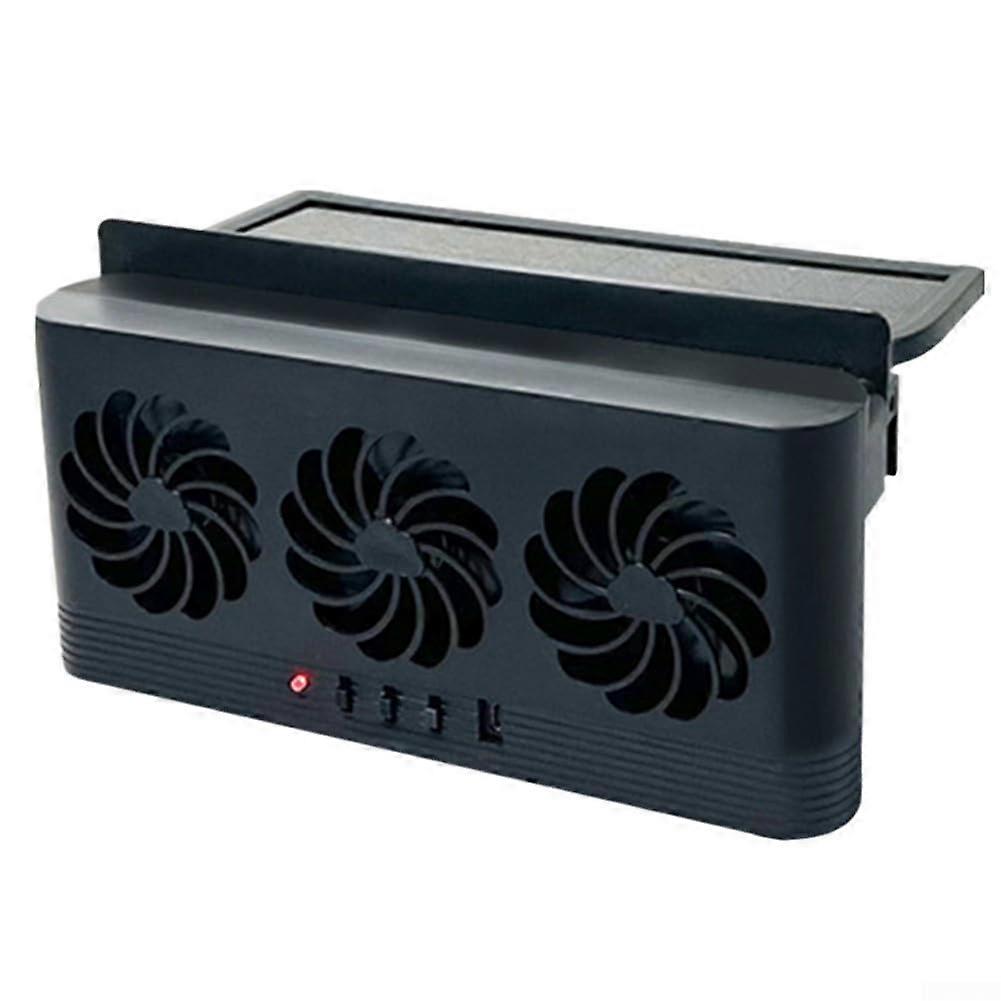 Auto-Luftzirkulator Solarbetriebener Fensterventilator 180° Weitwinkel Mit 3 Kühlköpfen Für Fahrzeuge Schwarz