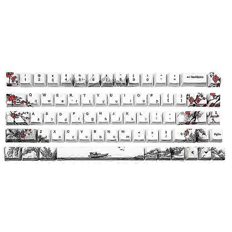 68 Keys Keycap Wangjiang Plum Blossom Keycap Dye Sublimation OEM Profile Mechanical Keyboard Keycap For K6 IFG68 TADA68 EK820 RK837 SK68
