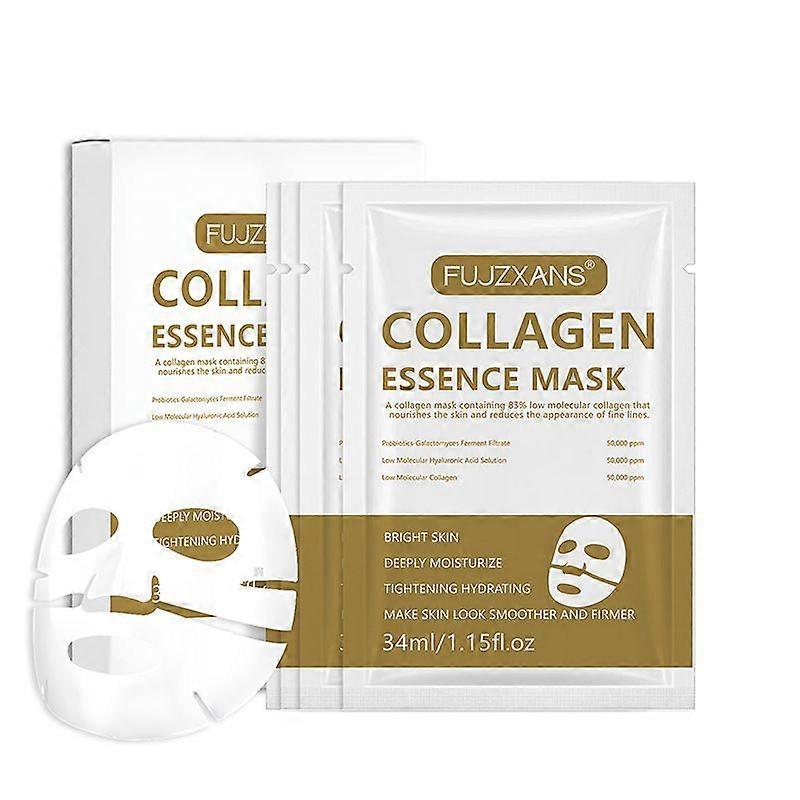4pcs Collagen Essence Mask with 83% Low Molecular Collagen, 50,000ppm Hyaluronic Acid & Probiotics - Brightening, Anti-Wrinkle & Deep Moisturizing Fac