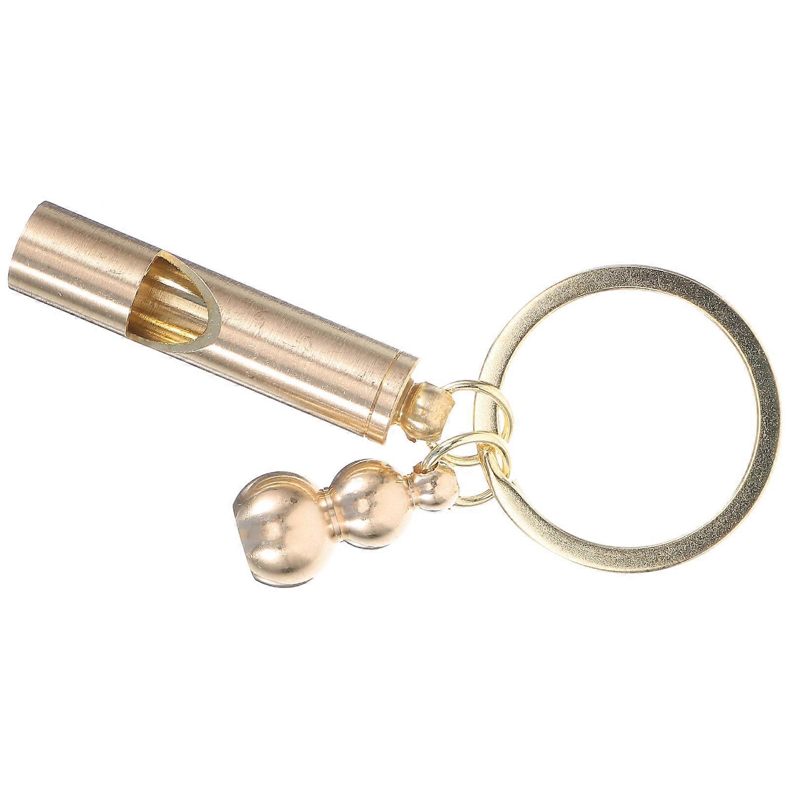 Whistle Gourd Keychain Pendant Referee Whistle for Hiking Brass Golden Material with Keychain Decoration 1Pcs