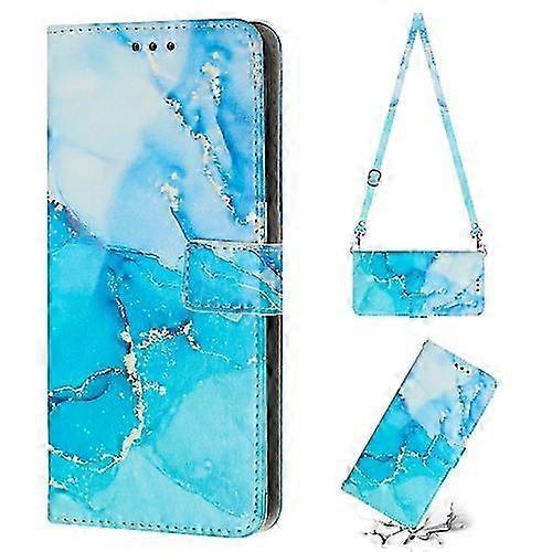 For Google Pixel 7 Crossbody Painted Marble Pattern Leather Phone Case