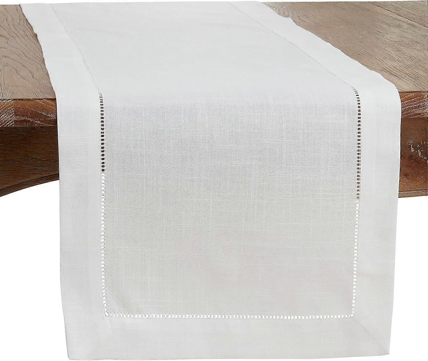 Chemin de table bord de couture ivoire 16\