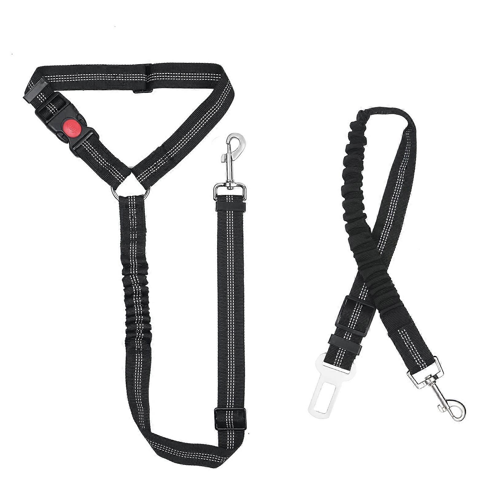 Dog Car Seat Belt, Adjustable Dog Car Harness, 2 Pack, Elastic Buffer, Headrest Attachment, Universal Fit