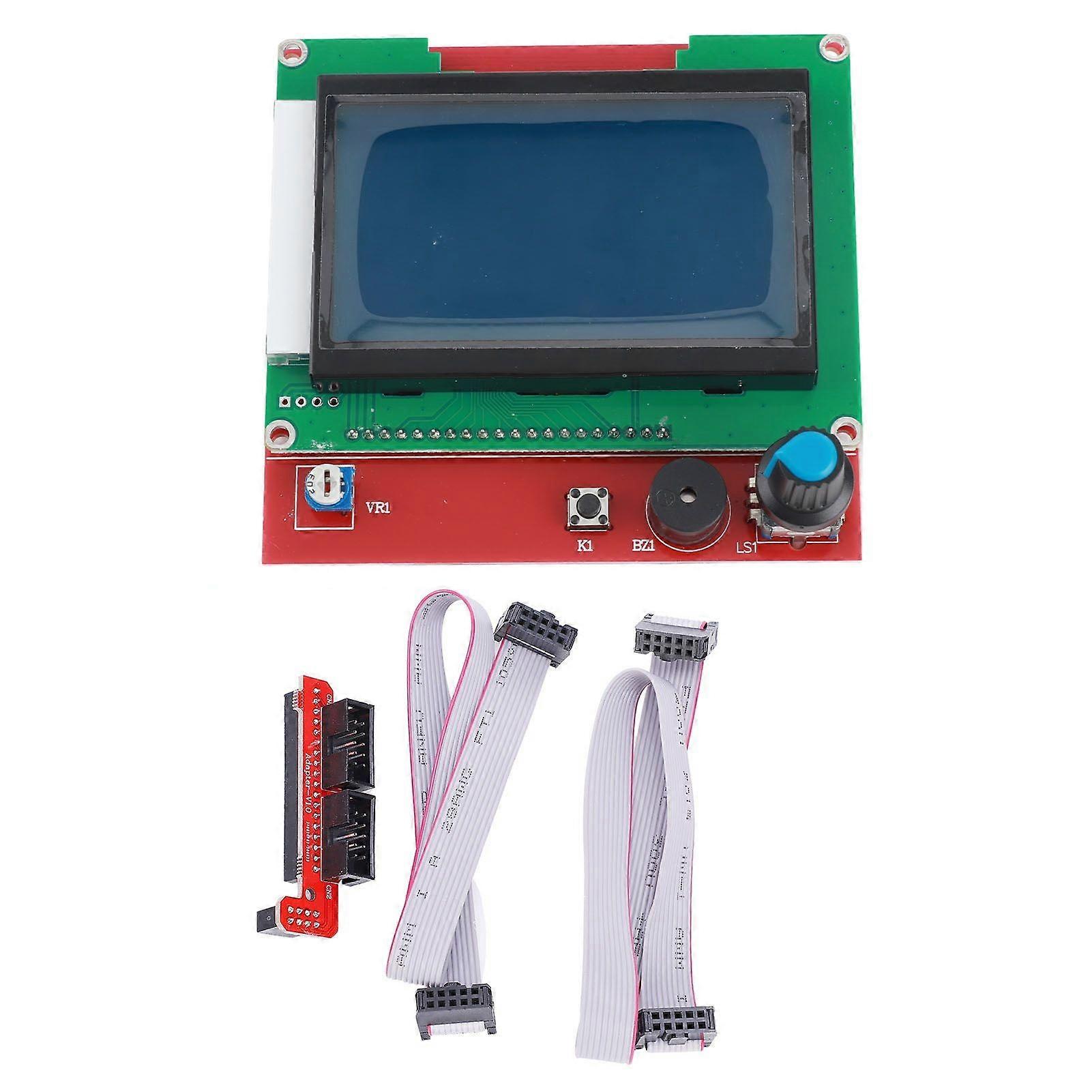 12864 LCD Control Module Panel Display Motherboard 3D Printer Smart Controller + 2Pcs Lines