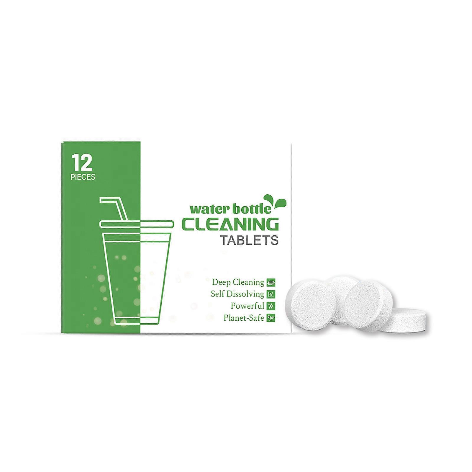 Effervescent Cup Cleaning Tablets (12 Count) - Stain Removing Tablets for Water Bottles, Travel Mugs & Thermos, Denture-Safe Formula with Oxygen