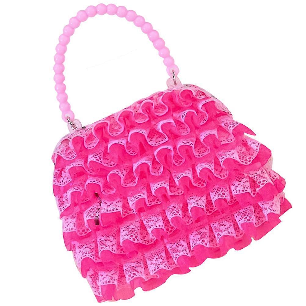 Rosy Handbag for Women PVC Portable Storage Bag for Daily Use and Evening Party 10.5x6.5x2.5 Inches