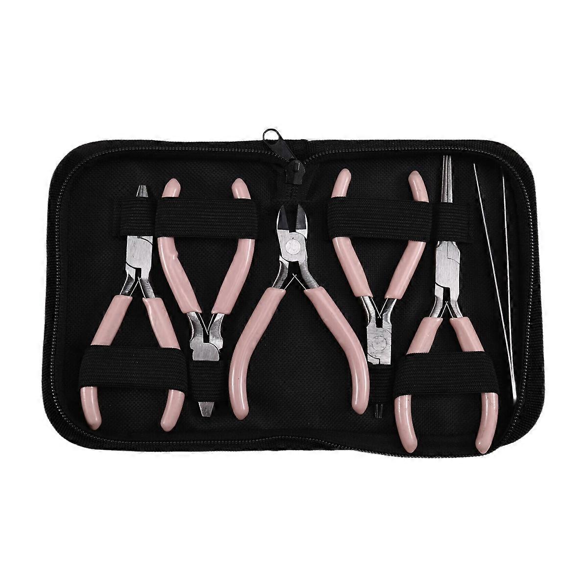 6PCS Pink Color Handle Anti-Slip Splicing and Fixing Jewelry Pliers Tools for DIY Jewelery Making Needlework