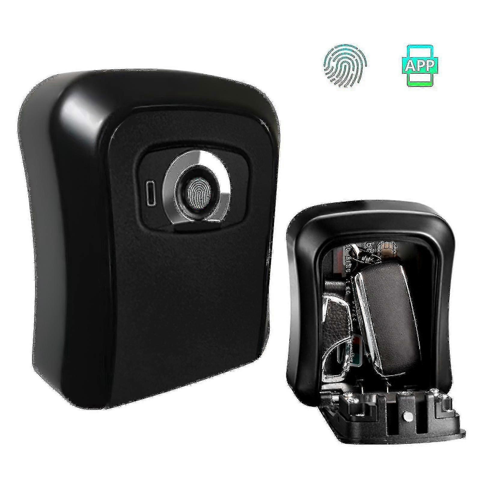 Smart Key Lock Box Storage Box App & Fingerprint Unlocking 100 Groups Capacity Rechargeable Key Safe Box Holder Wall Mount For Home Office Apartment W