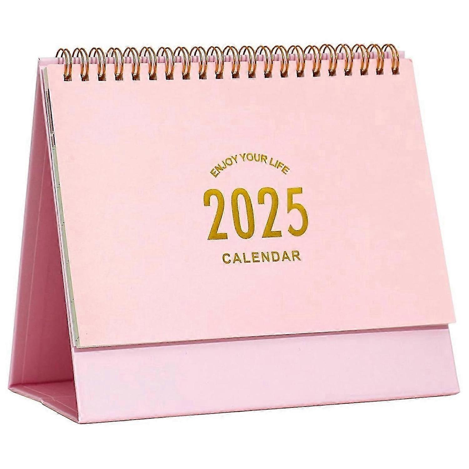 Small Desk Calendar Stand Up Flip Desk Calendar - Coil Bound Monthly Desk Calendar for Home Office