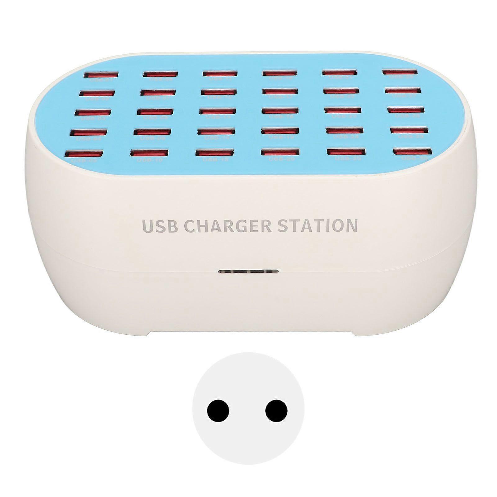 160W 30 Port USB Charging Station Multiple USB Desktop Chargers for Cell Phone Digital Appliances 100240V EU Plug