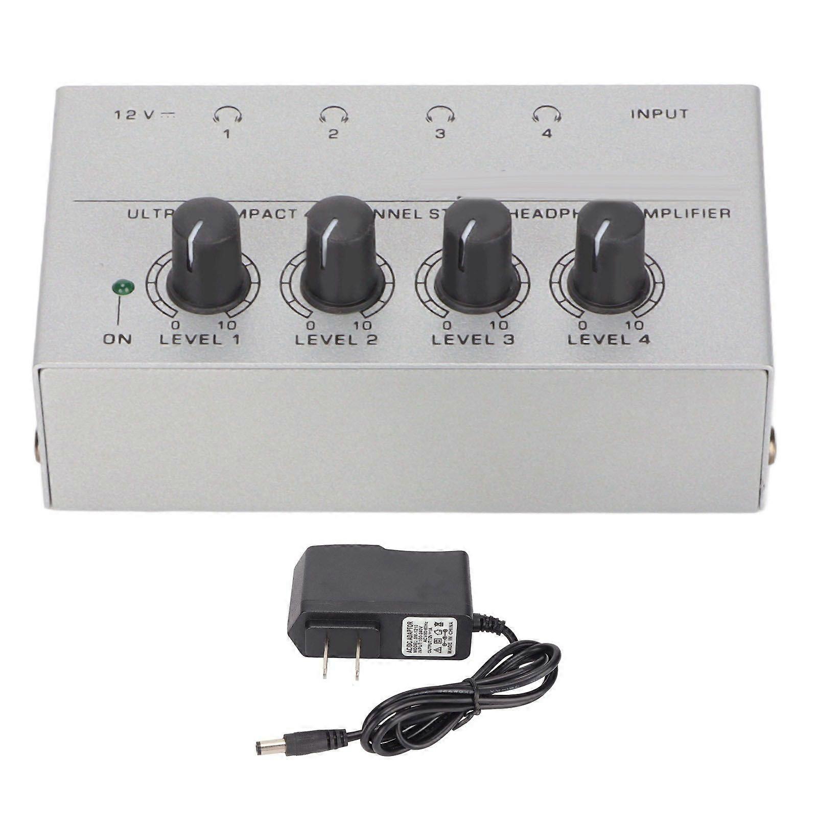 HA400 Ultra Low Noise Headphone Amplifier Ultra Compact 4 Channel Stereo Headphone Amplifier 100240V US Plug