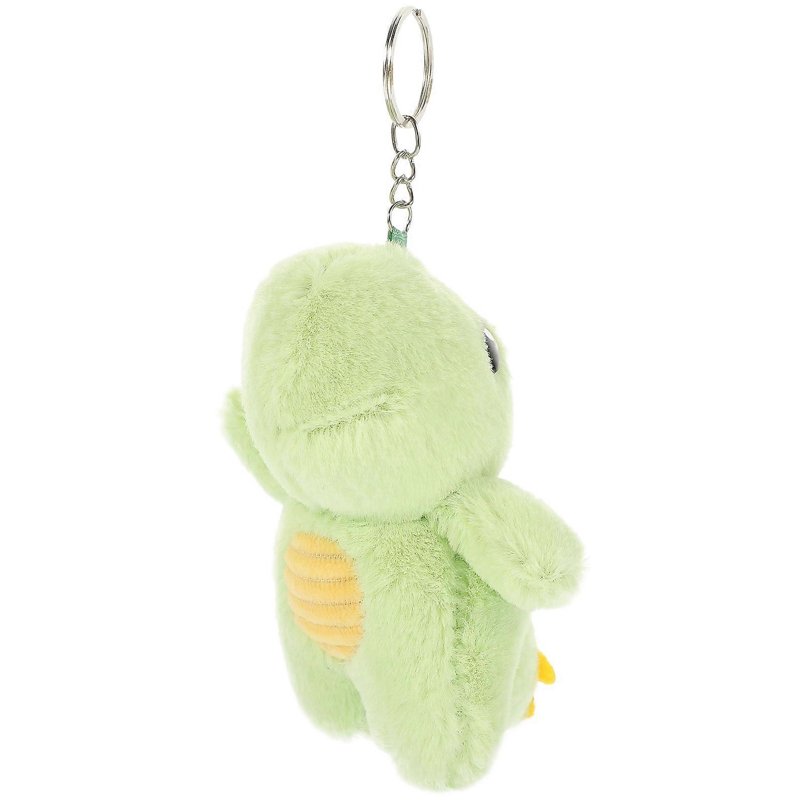Dinosaur Keychain Stuffed Animal Key Ring for Hanging with Light Green Plush Material