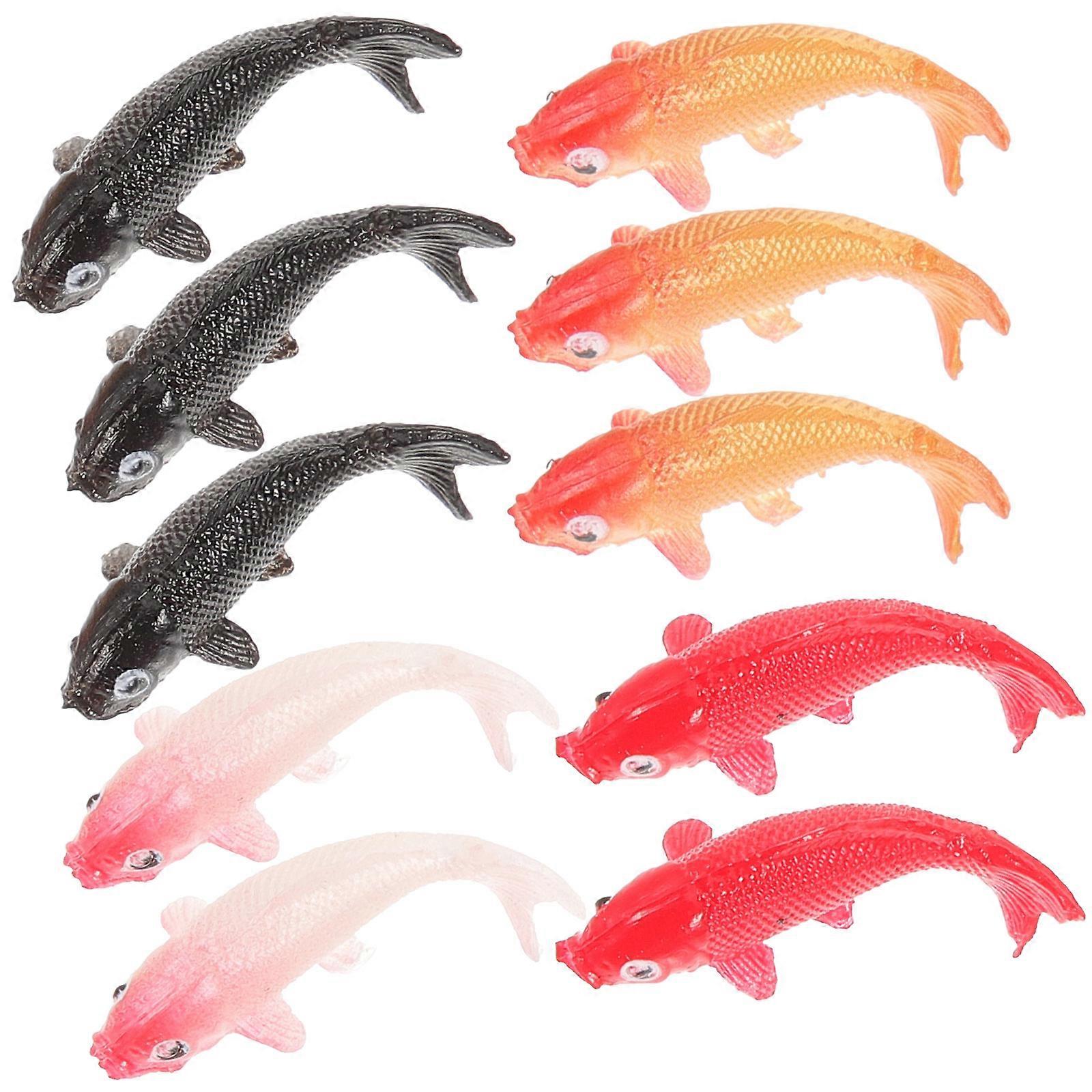 Wwawa Dollhouse Model Miniature Carp Figurines for Decoration 10Pcs Set