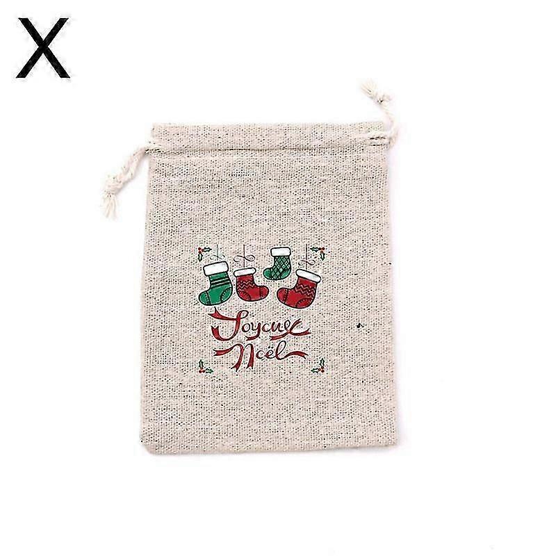Christmas Linen Bag Candies Drawstring Gift Storage