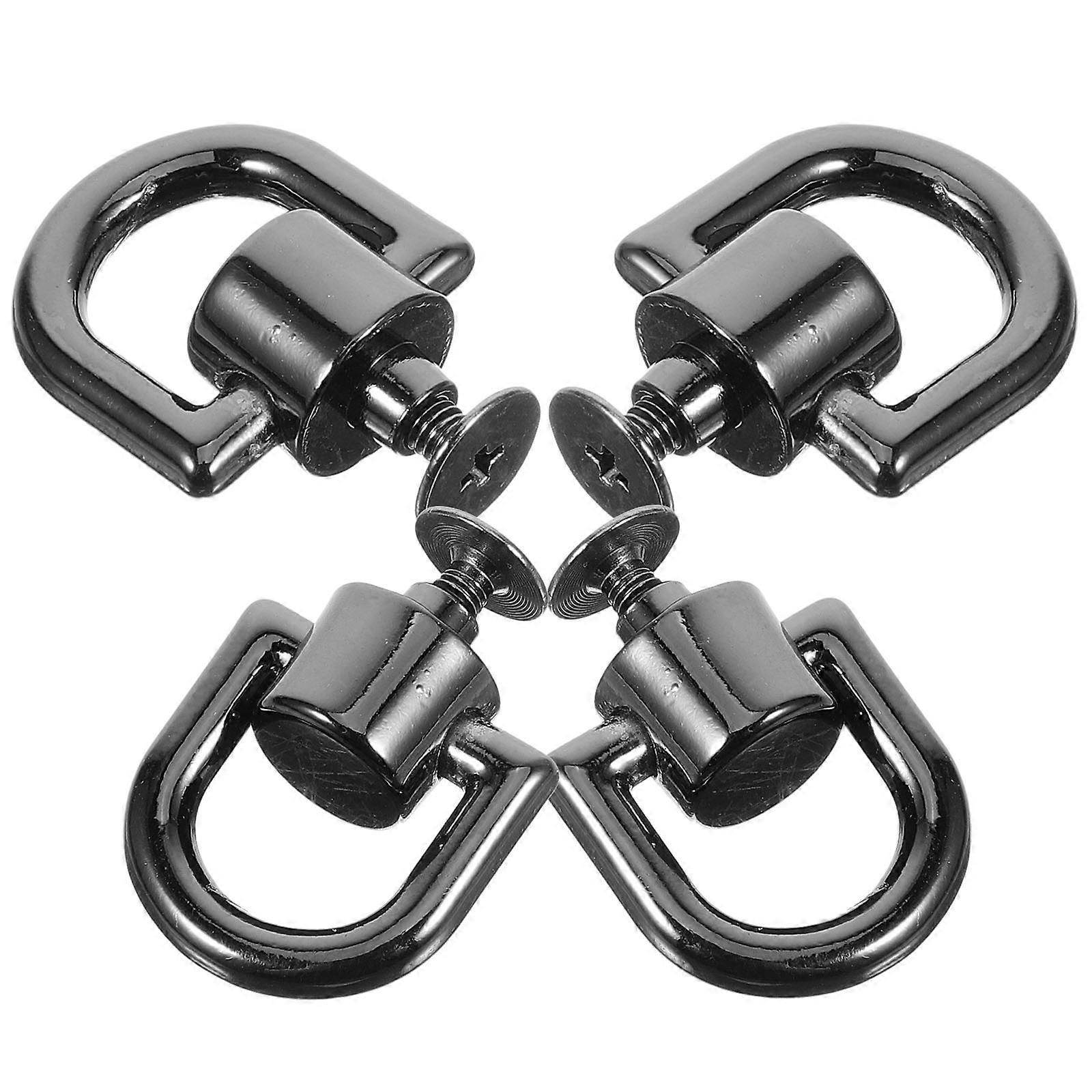 Black Metal D Ring Rivet Studs for Purse Use 4Pcs Rotatable Hardware