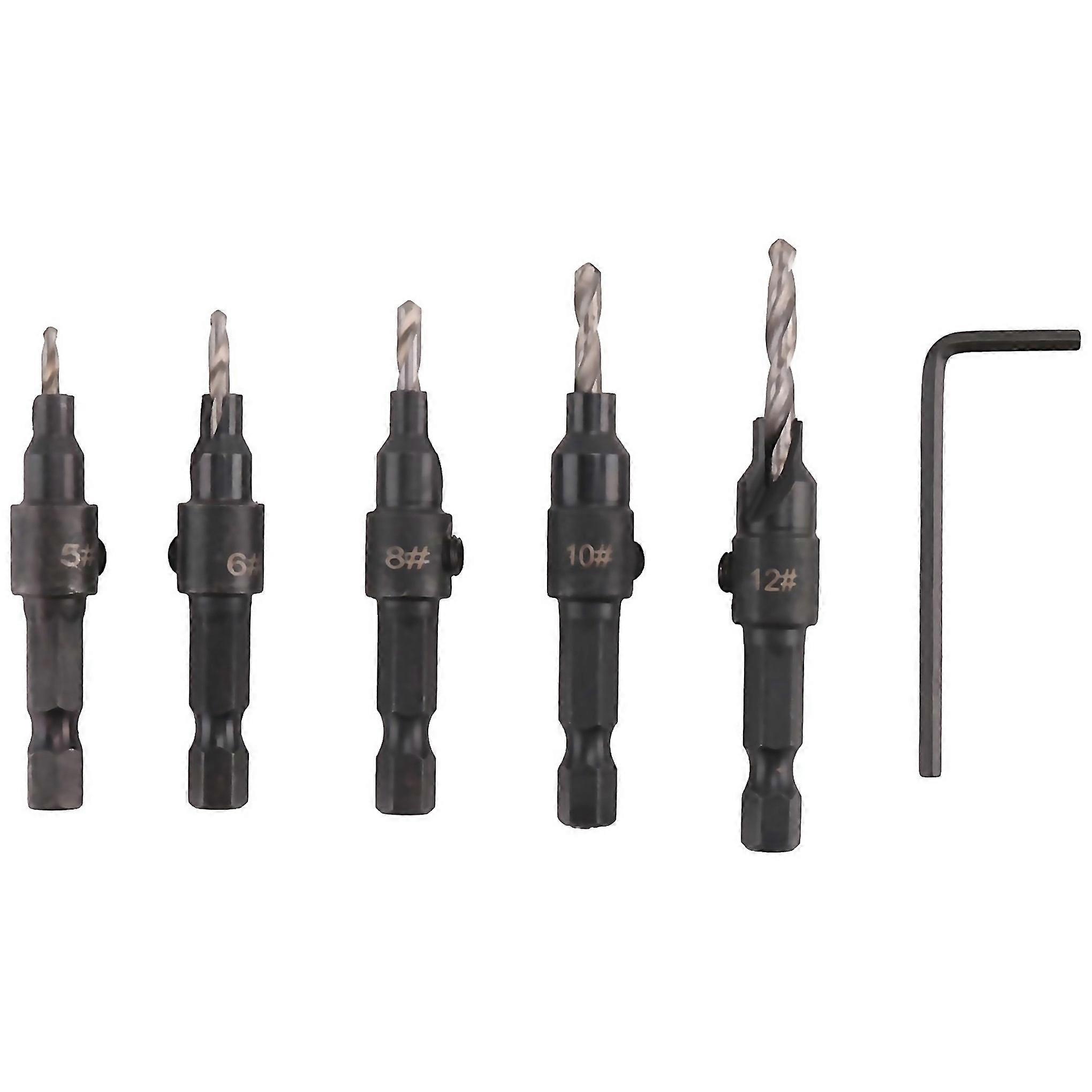 For 5pcs Woodworking Hole Opener Set Hexagon Screw Hardware Tools
