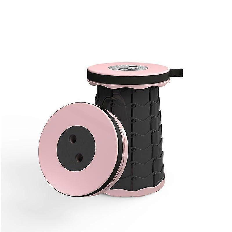 Telescopic Folding Stool 33cm Height 150kg Load Pink Compact Retractable Camping Chair With Carry Strap For Hiking