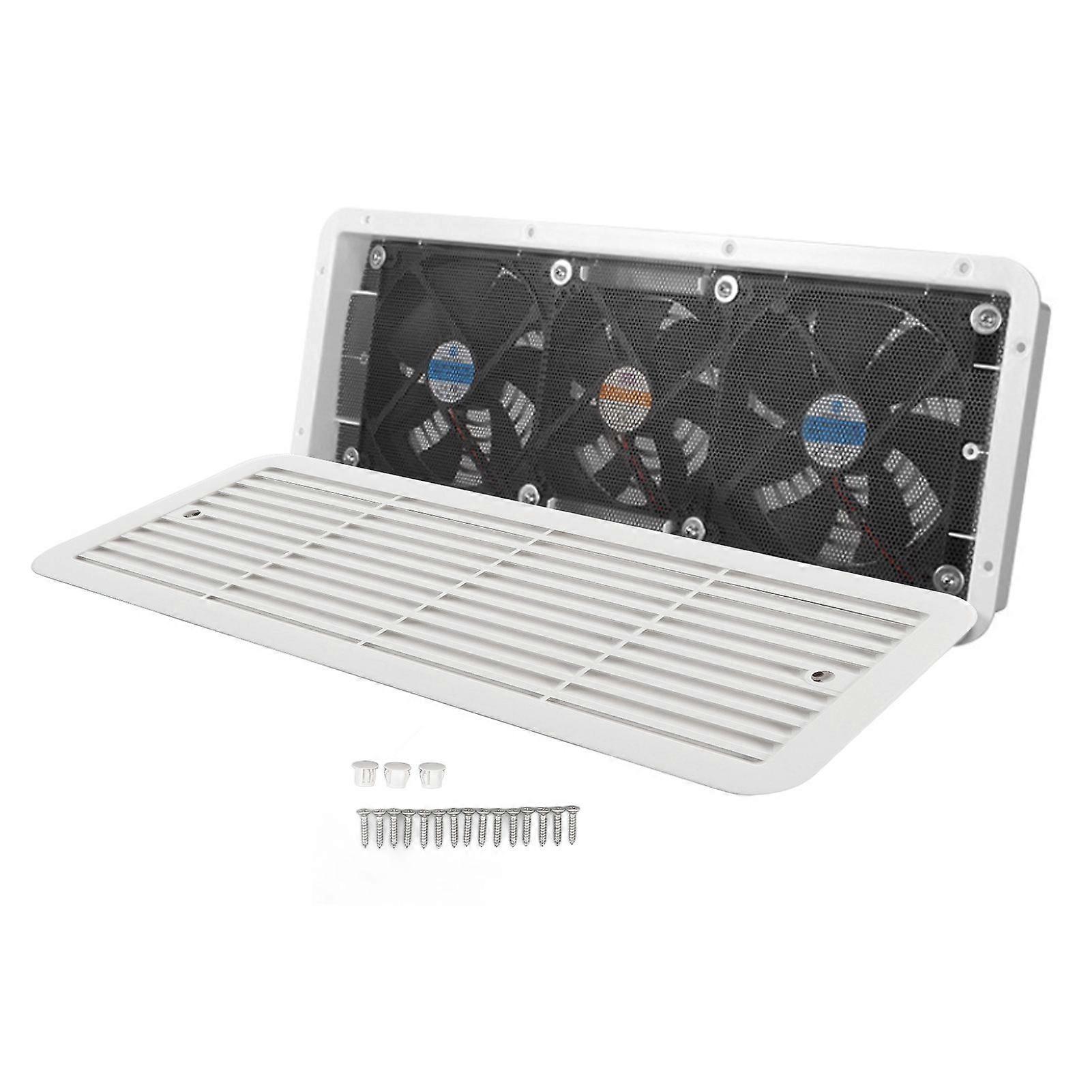 Rv Refrigerator Fan 12V Three Fans Quiet RV Side Vent Fan with Protecting Net for RV Motorhome Yacht Boat