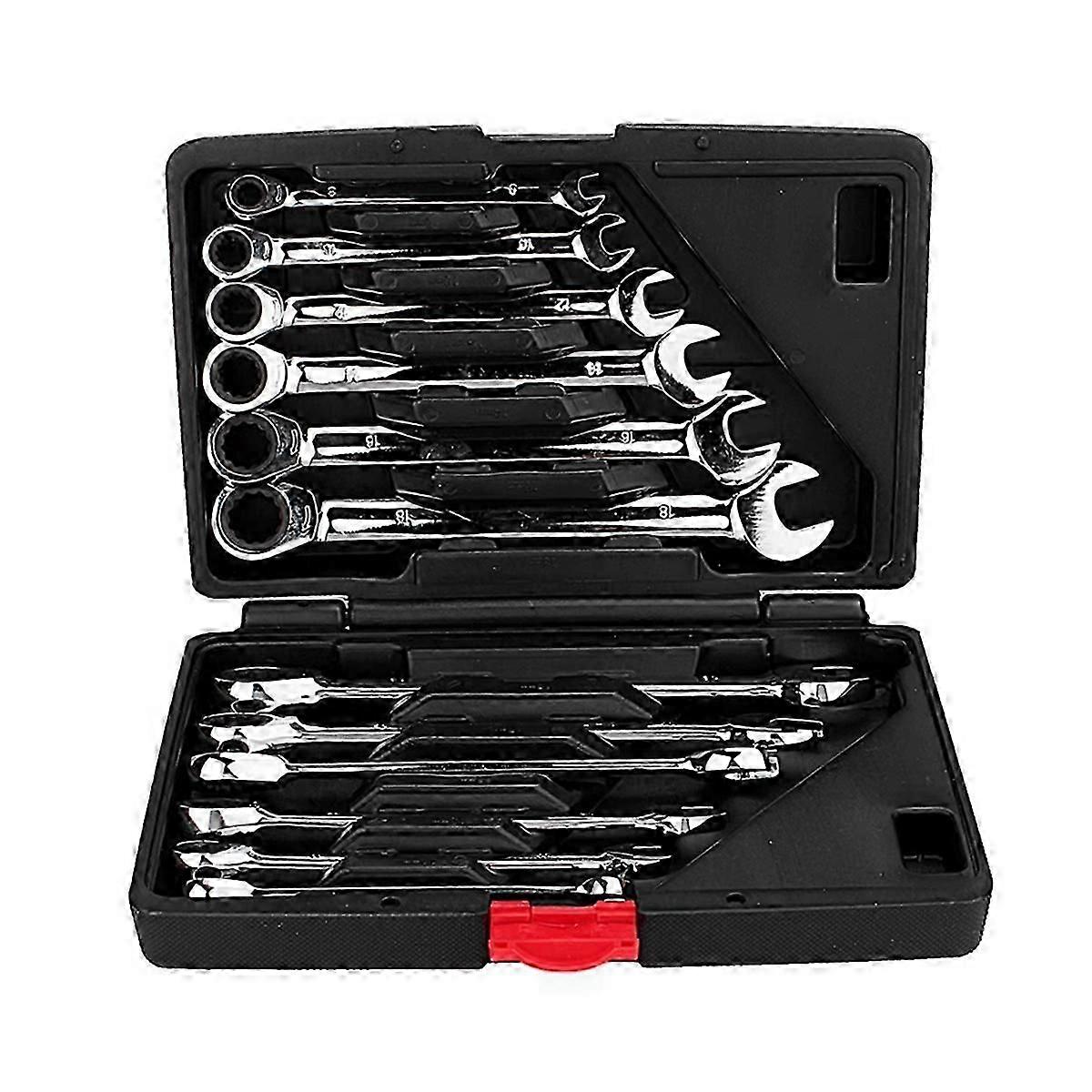 12PCS Dual-Purpose Ratchet Wrench Fixed Wrench Hand Tool Set 72 Teeth