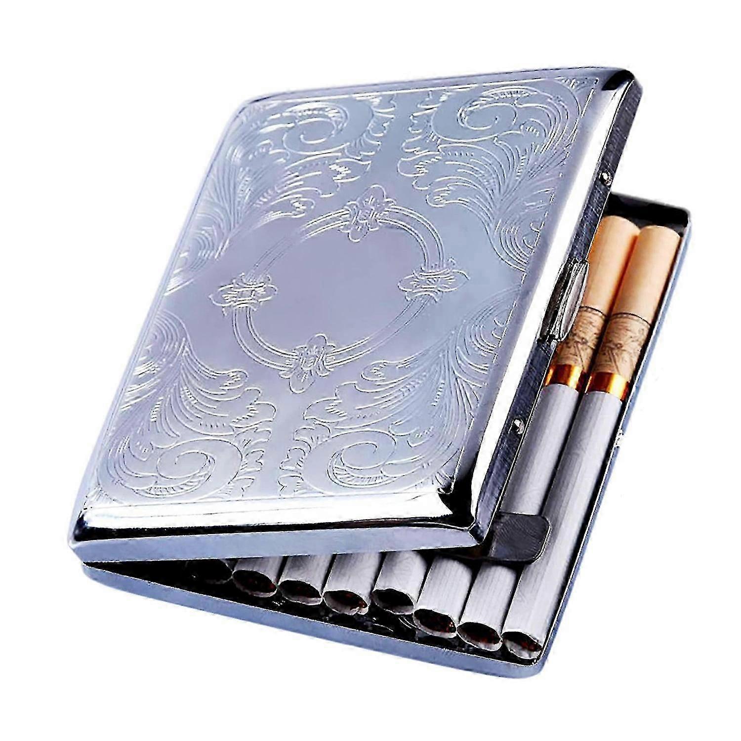 Silver Cigarette Case Box Metal Cigarette Case For Men Can Holds 20 Cigarettes