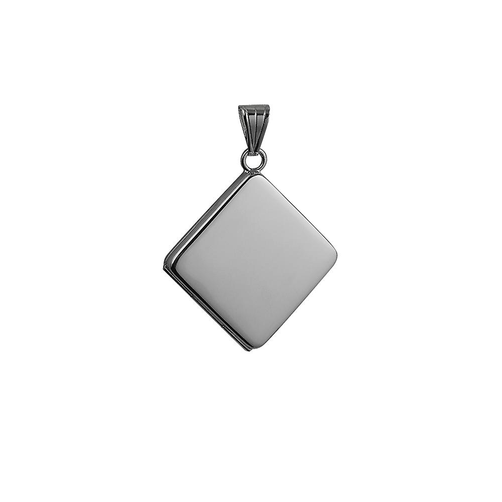 Silver 22mm plain flat diamond shaped Locket