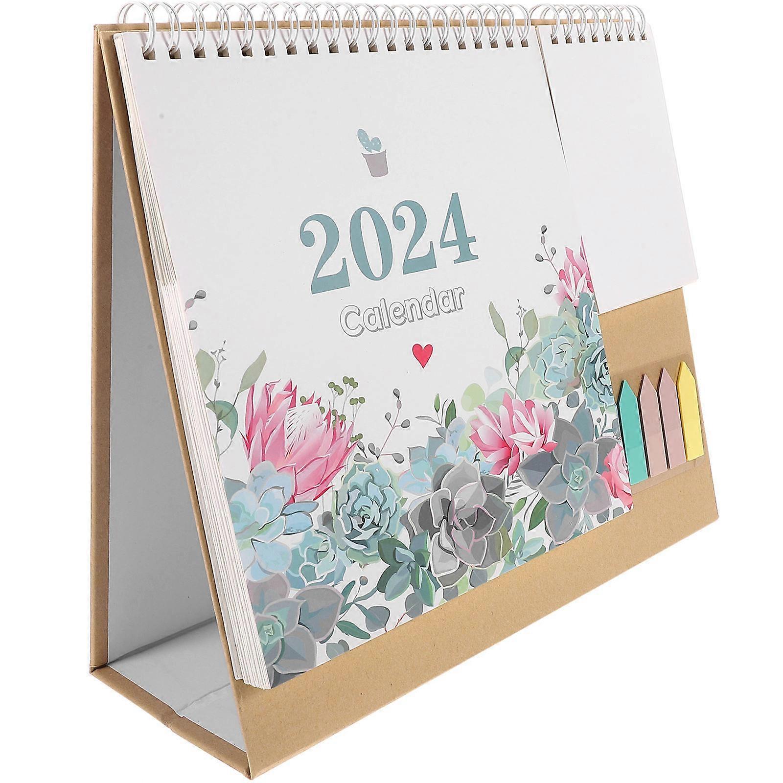 3Pcs Small Desk Calendar Rectangular Household Calendar For Students 10×8.7×9.4in Beige Paper Simple Style Date Tracking