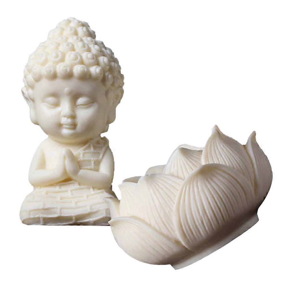 Buddha Figurine Decorative Craft Sculpture For Home And Office With Detailing In White 5Set