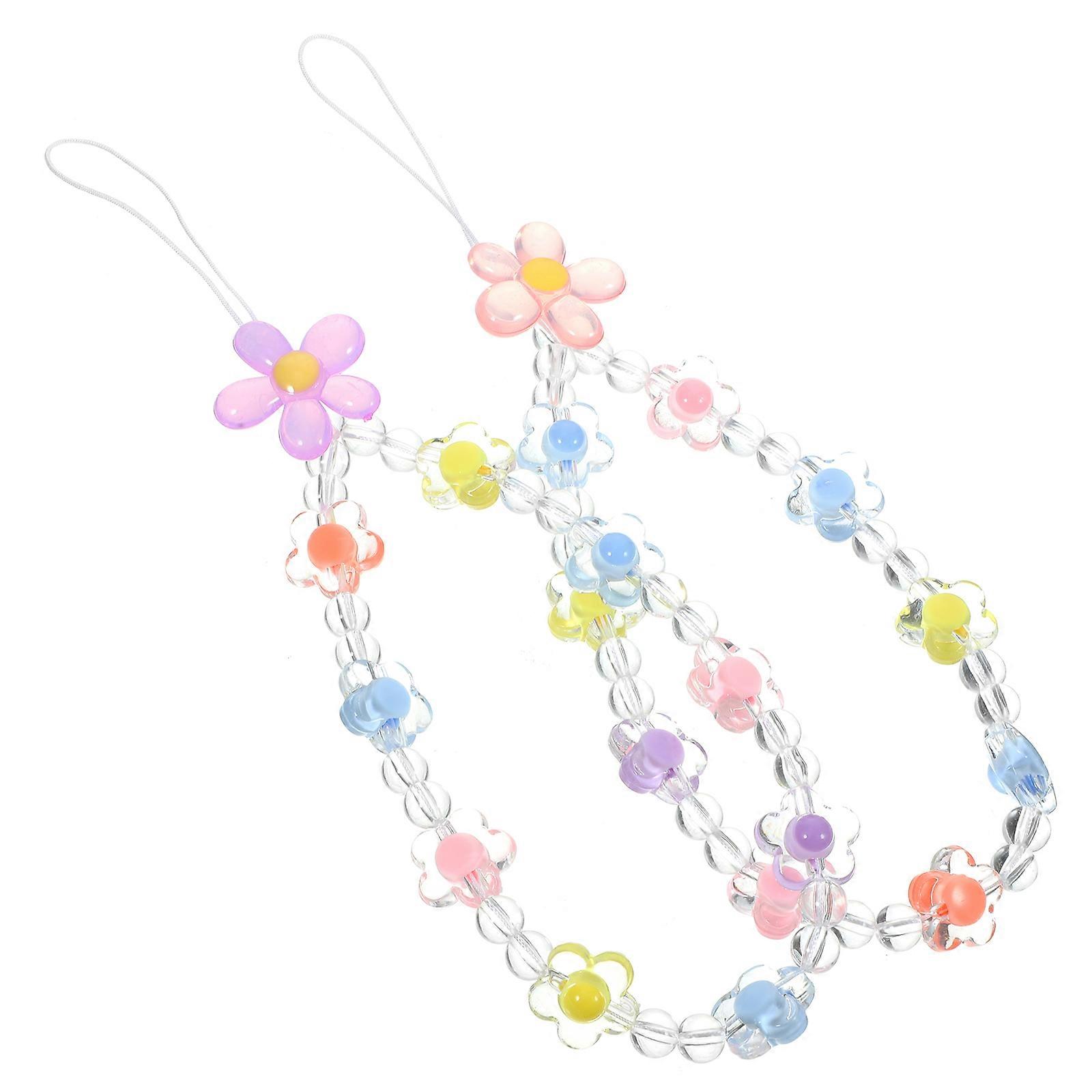 Beaded Phone Hanging Accessories Flower-shaped Lanyards For Phones And Keys Daily Use 10 Pcs Kawaii