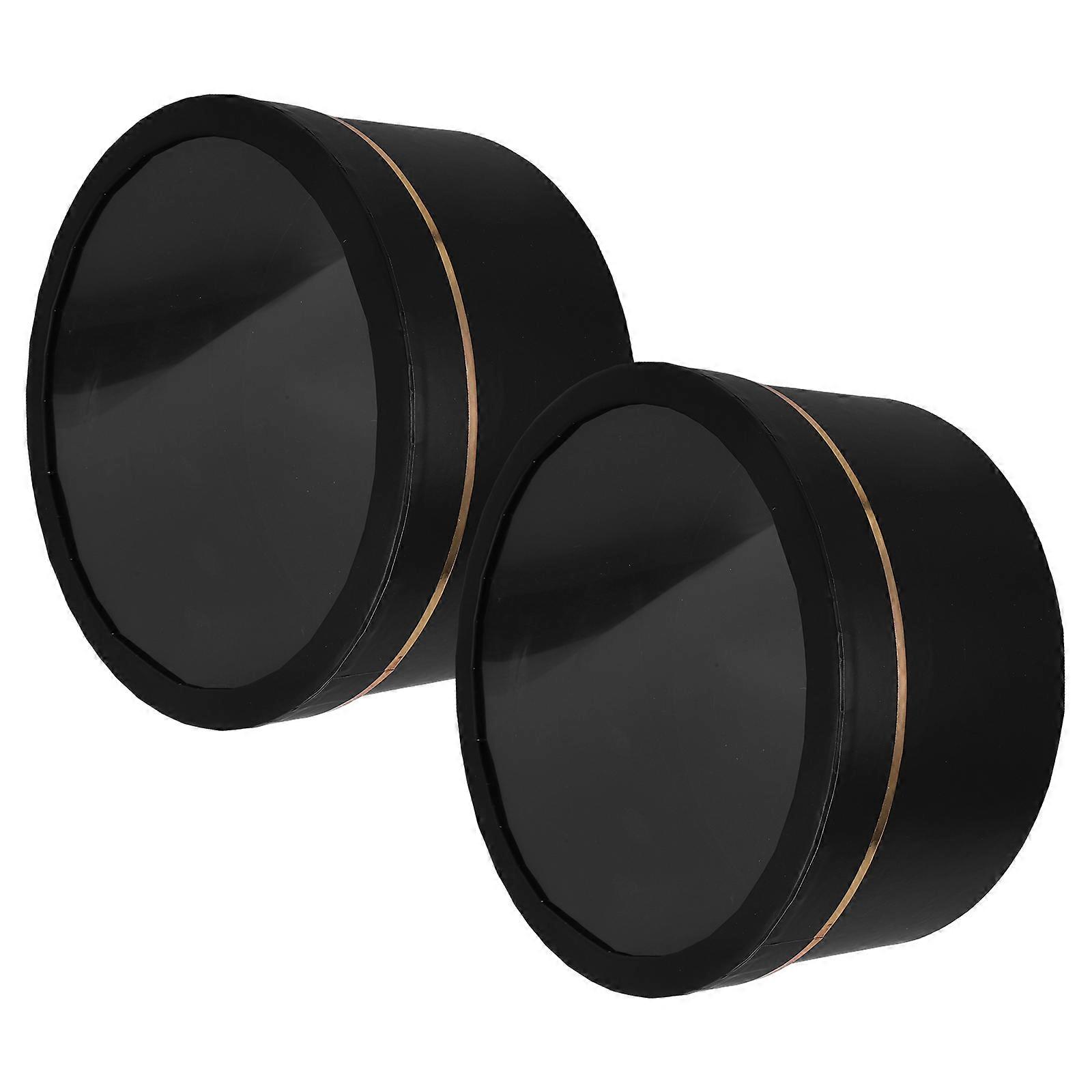 Black Round Flower Box with Transparent PVC Window for Storage 2Pcs