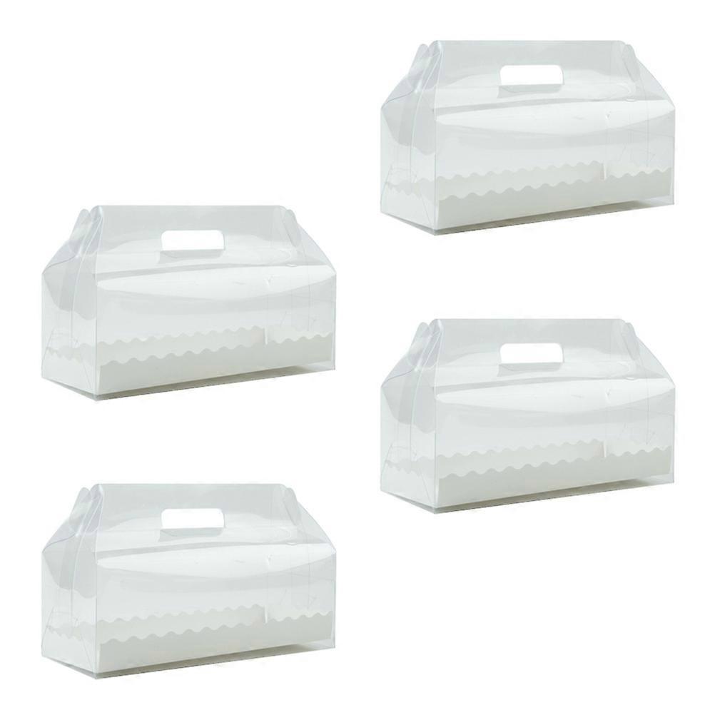 Transparent Cake Carrier 4Pcs Dessert Container Ideal For Birthday Parties And Weddings Long Rectangular Display Functionality