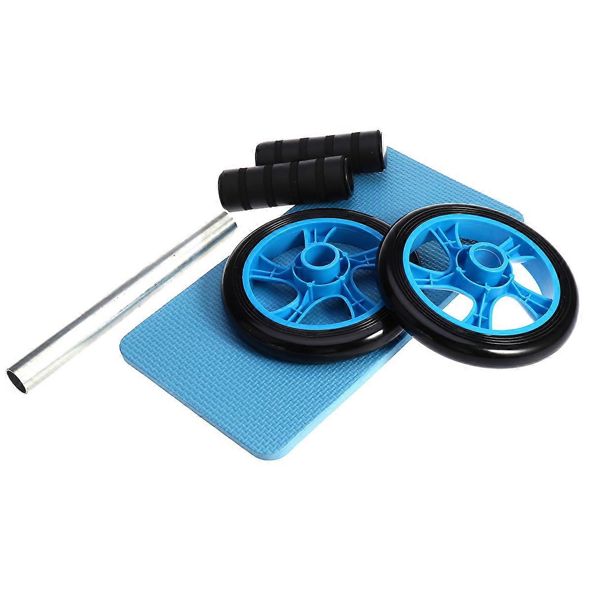 Premium 3Pcs Core Workout Ab Roller In Blue With Knee Pad Designed For Beginners Advanced Exercisers Featuring High-Grip Handles