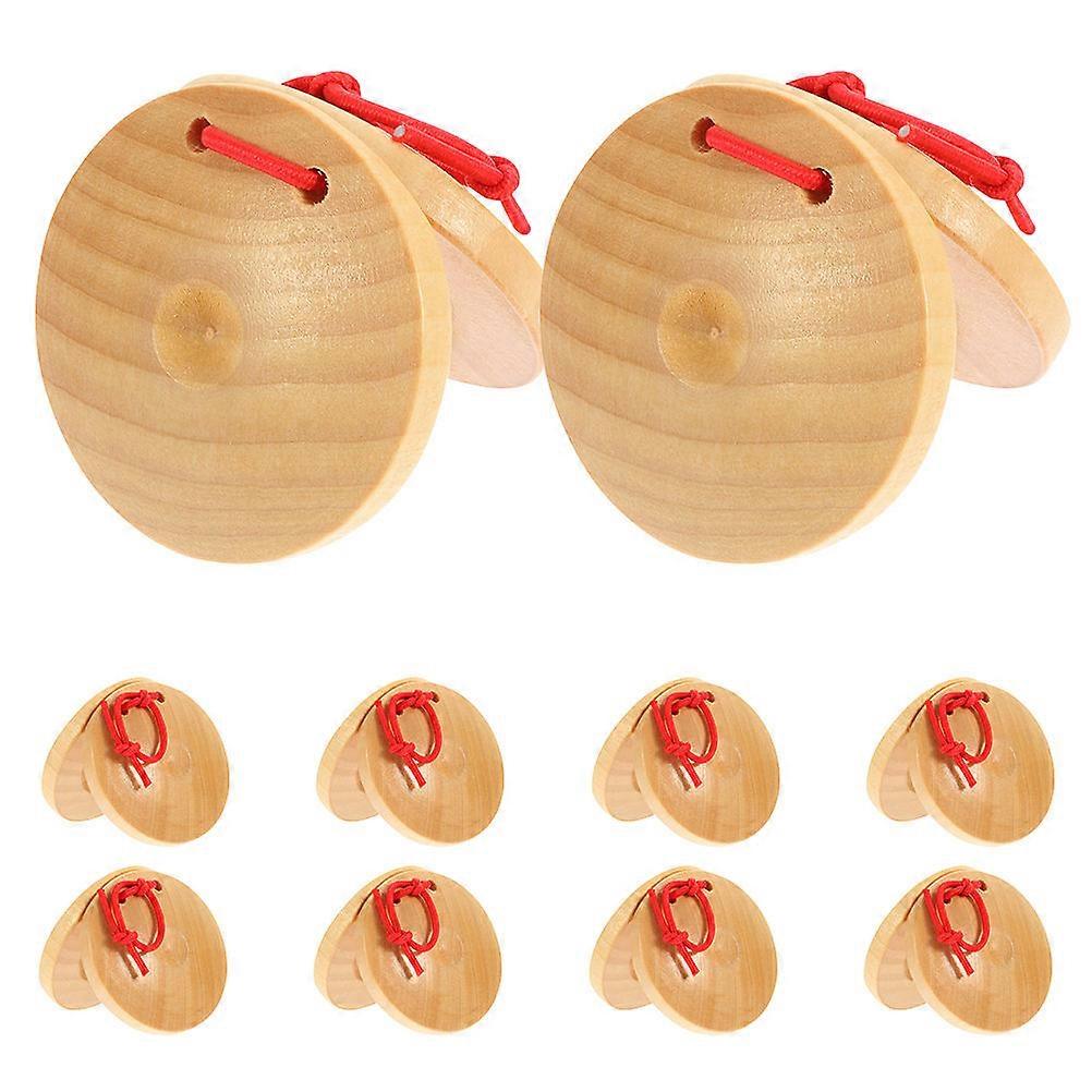 Educational Musical Instruments Wooden Castanets for Playing 40Pcs