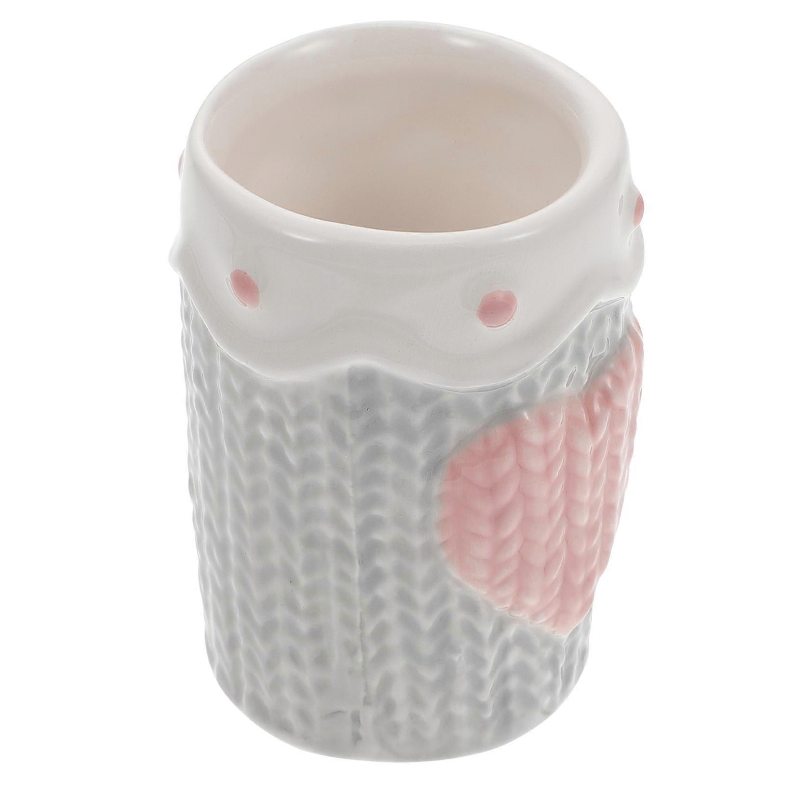 Light Grey Toothpick Holder Ceramic Embossment for Storage Use 2Pcs