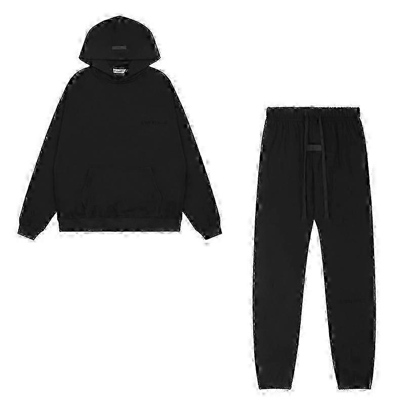 ESSENTIALS 3D silikone bogstav flocking print amerikansk sweater jakke + bukser casual dragt til mænd og kvinder